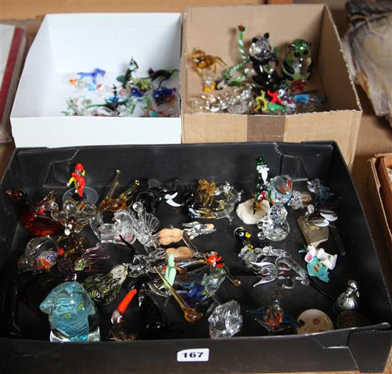 Large quantity of miniature glass animals